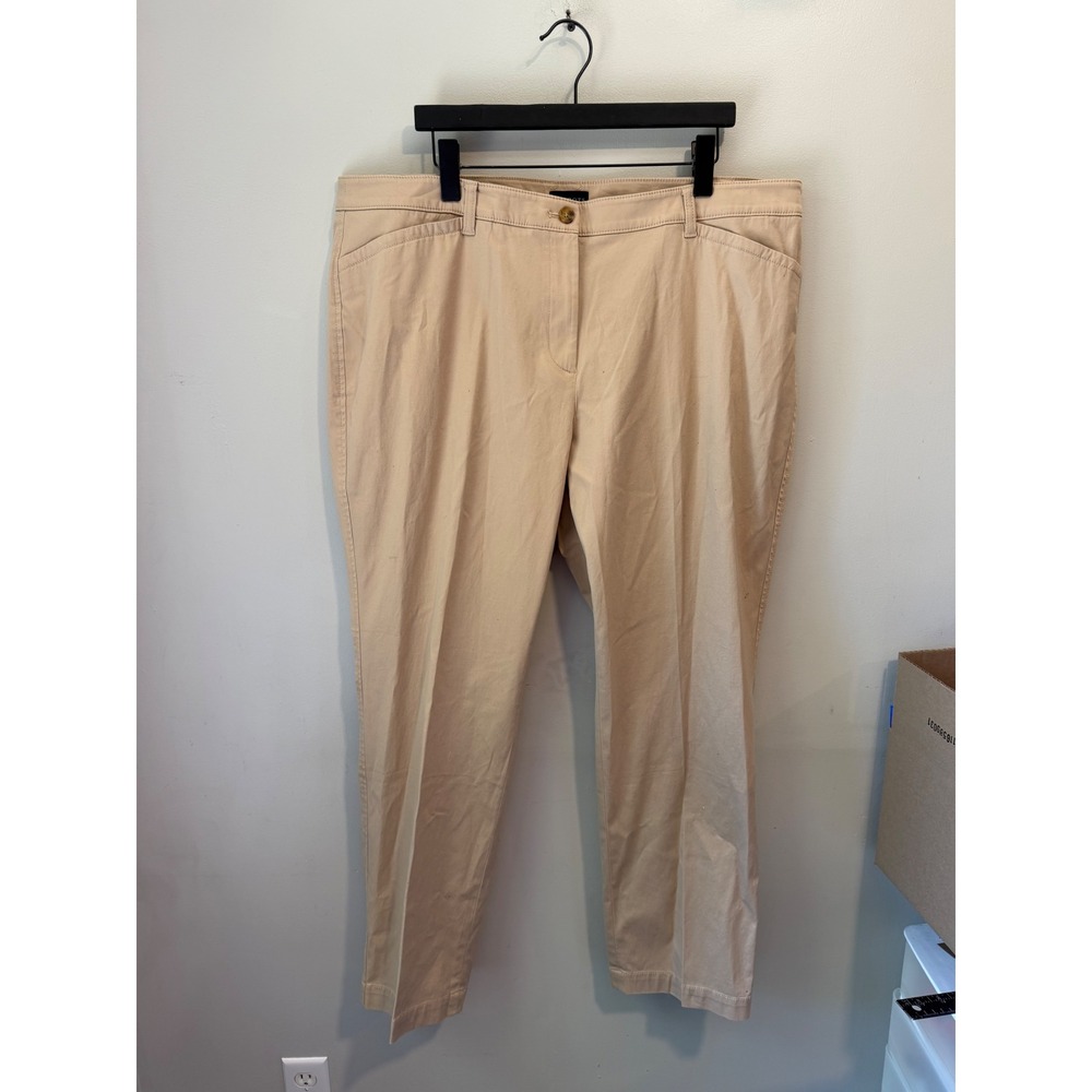 Talbots Womens 18W Tan Beige Stretch Cotton Chino Straight Leg Pants BD1024